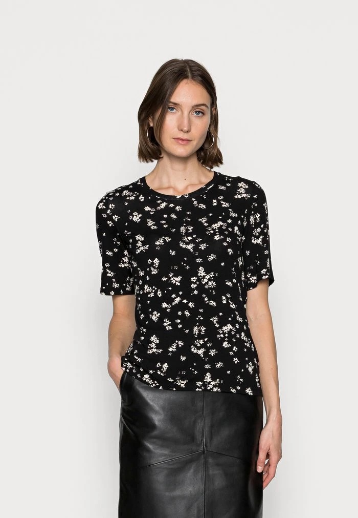 T-Shirt ANNA FIELD Anna Field Print T-shirt Noir Femme | QYR-2244405